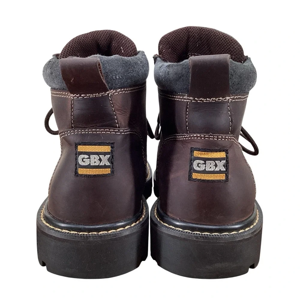 VTG GBX Chunky Y2K 90s Leather Boots Lug Sole Lace Up Brown Men's Sz 9 M